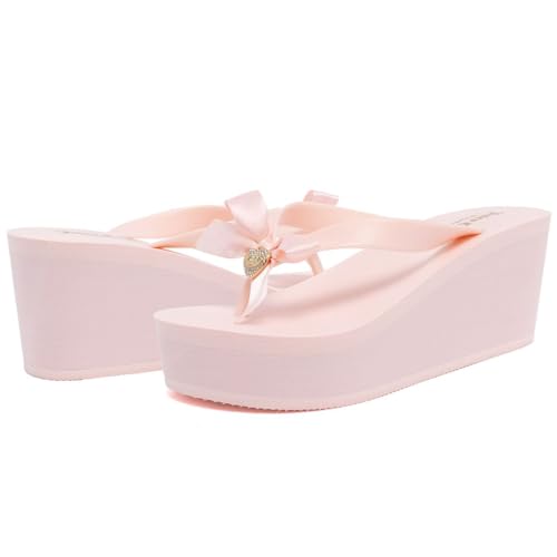 Image of Juicy Couture Women's Wedge Platform Flip Flops, Fashion Beach Sandals with Soft Footbed and Thong Style