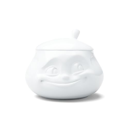 FIFTYEIGHT PRODUCTS TASSEN Porcelain Sugar Bowl, Sweet Face Edition, 13.5 oz. White (Single Sugar Bowl)