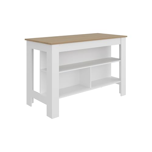 Tuhome Cala Wide Kitchen Island with Spacious Tabletop, Three Open