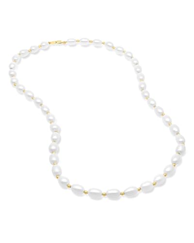 BIZZARRO Collar Oro Amarillo 14K Con Perlas Blancas 45.5Cm Mod: BN002