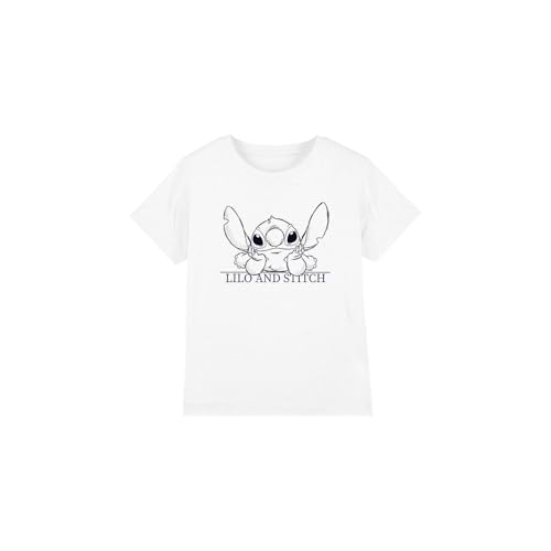 Lilo and Stitch Boys & Relax Sketch Unisex Kids T-Shirt, White, 3-4 Years UK