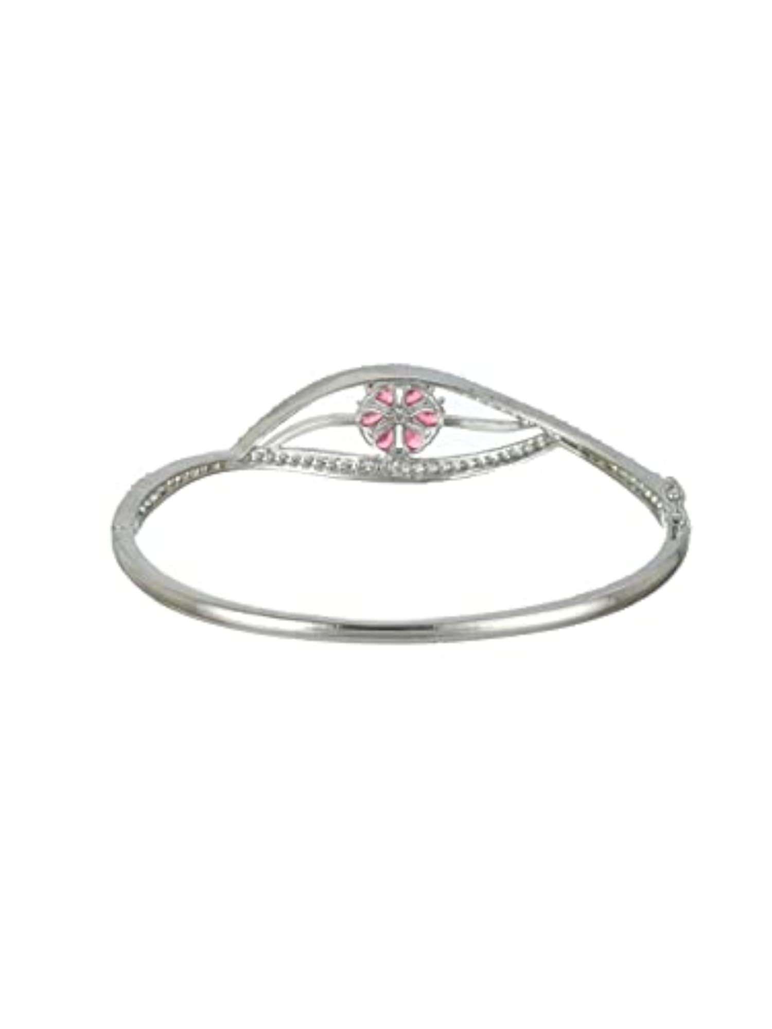 Pink Floral Leaf AD-Plated Bracelet