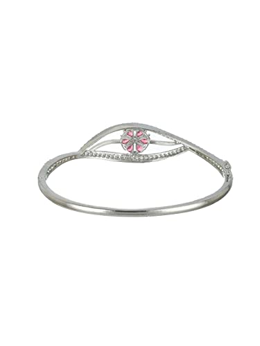 Pink Floral Leaf AD-Plated Bracelet