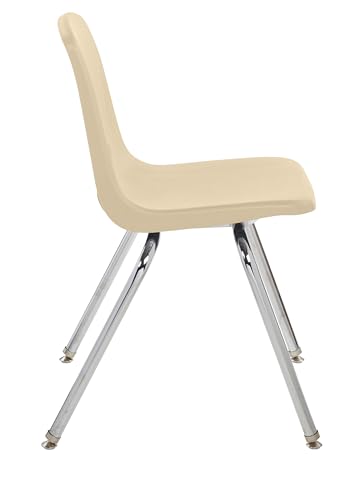 Image of FDP 18 inch School Stack Chair,Stacking Student Seat with Chromed Steel Legs and Swivel Glides for Classroom, Homeschool or Office - Sand, 11561-SD