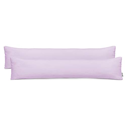 DecoKing 2 x Pillowcases 20 x 120 cm Jersey Cotton Zip Purple Amber, 20 x 120 *2