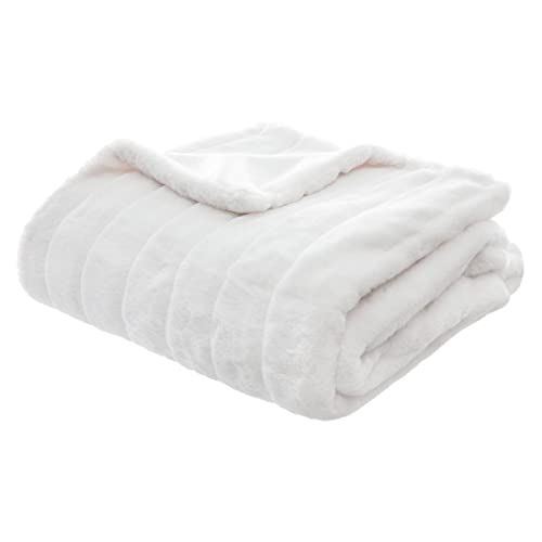 Atmosphera - Plaid Manoir Fausse Fourrure - Blanc 120x160 cm