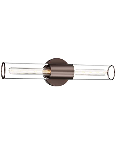 Image of Bathroom Vanity Light Fixture, 2-Light Oil Rubbed Bronze Wall Sconce Lighting Fixture with Clear Glass, Indoor E26 Socket Wall Lamp for Mirror Living Room Hallway(Bulb Not Included)