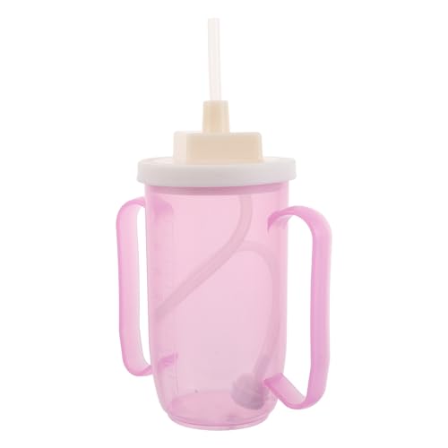 Beaupretty Vaso Antiahogo con Pajita para Adultos Taza Antigoteo para Pacientes Mayores y Discapacitados Resistente Caídas para Dieta Líquida y Cuidado Geriátrico Color Rosa