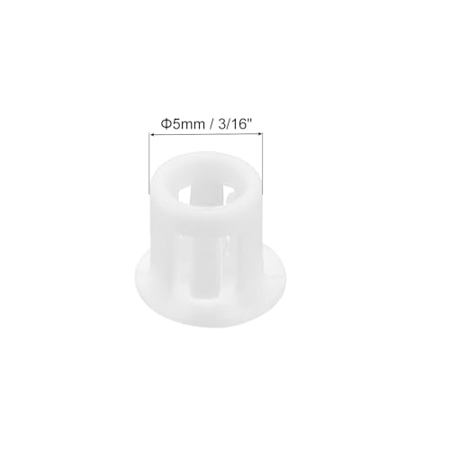 Image of MECCANIXITY 100PCS 5mm(3 /16 inch) White Plastic Hole Plugs, Flush Type Panel Hole Plugs Insert End Caps for Locking Hole Tubes Furniture Cabinet