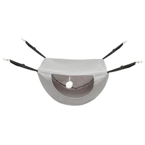 Phantasmia 猫ハンモック ケージ用 ? 多機能吊りベッド 厚手サンドイッチメッシュ 屋外対応 小動物用洞窟型寝台 (S,グレー)