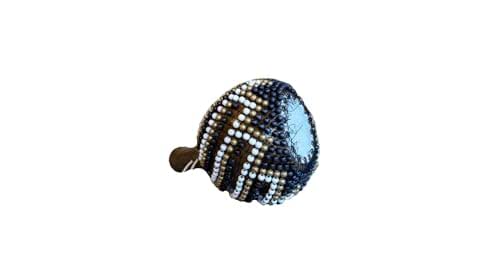 Amazon.com: Both Shekere and Drum, Black white and gold beaded Xequere ...