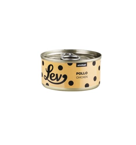 Lev - Peleles húmedos para gatos adultos y pollo, alimento complementario para gatos adultos de todos los tamaños y razas, sabor pollo | 12 latas de 70 gramos cada una.