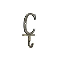 Handcrafted Nautical Decor Rustic Gold Cast Iron Letter C Alphabet Wall Hook 6\"