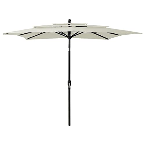 Parasol de jardin carré 2,5x2,5m orientable avec mât alu pour table de balcon extérieure