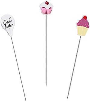 Aoshang 3Pcs Stainless Steel Cake Tester Reusable Metal Cake Probe Cake Testing Needle Home Bakery Muffin Bread Cake Tester Probe Skewer Pin Needle Kitchen Baking Assistant Tool,7.5 Inches