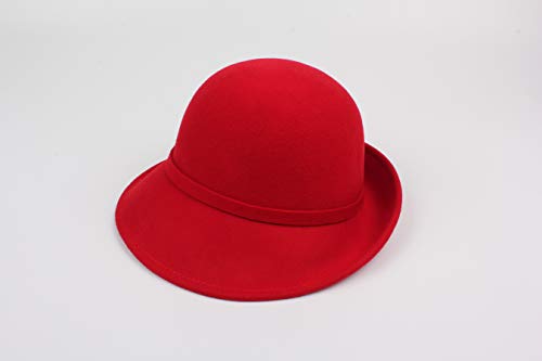 Fancyland-Women-100-Wool-Bucket-Chapeau-Melon-Cloche-Bowler-with-BowFlower-Accent