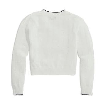 vineyard vines Girls Novelty Stitch Puff Sleeve Crew Sweater, Marshmallow, Small3