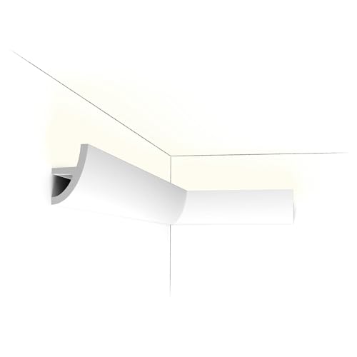Orac Decor C373 | Purotouch High Density Polyurethane Foam Moulding | Primed White | 3-3/4in Face x 78in Long | for Indirect Lighting and Hiding Wires Cornice Molding