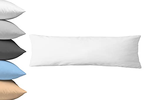 Kopfkissenbezug 40x145cm, Seitenschläferkissen, Serie Jasmin, Weiß, 40 x...