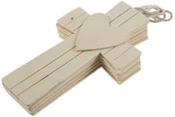 Wood Cross with Heart - Unfinished Wooden Hanging Ornament - Group Craft - 6 Count - 4.84 x 8.03 Inches