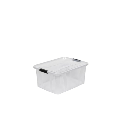 Kreher Aufbewahrungsboxen Master mit Deckel in Transparenter Ausführung. In verschiedenen Größen (wählbar). Aus robustem Kunststoff. (14 Liter)