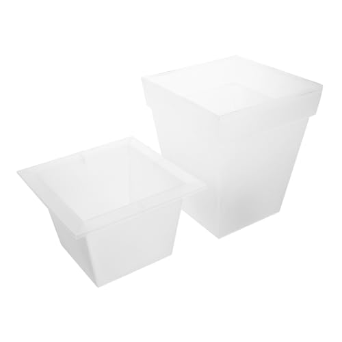 CIYODO Jardinera Solar Grande Para Exterior, Lámpara Solar Para Jardinera Decorativa, Maceta Luminosa Cuadrada De Plástico Para Jardín, Uso Al Aire Libre, 1 Unidad