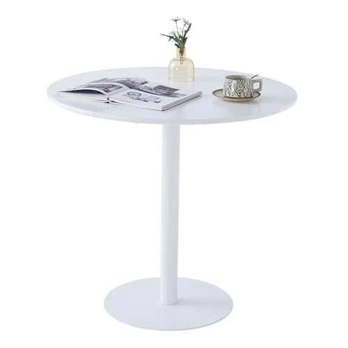 GOKHOMX runder Esstisch 80 cm Durchmesser, esszimmertisch Esstisch rund weiß mit Metallfuß Kleiner Küchentisch für 2-4 Personen runder Tisch für Esszimmer Küche Café und Frühstücksecke, Weiß