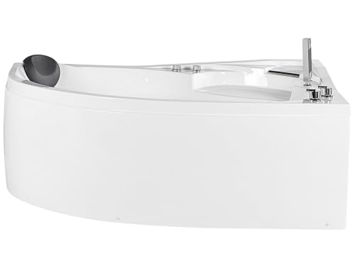 Baignoire Balnéo d'Angle à Gauche en Acrylique avec Fonction Hydromassage et Éclairage LED Votre Bain à Remous et SPA à Domicile Beliani