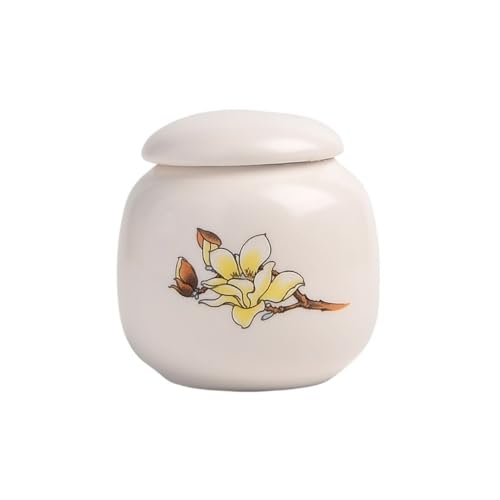 LJHFG63KUYT Caddy Mini bote de cerámica for té, café, frutos secos, hierbas, especias y azúcar. Con tapa hermética. Almacenamiento(Yellow)