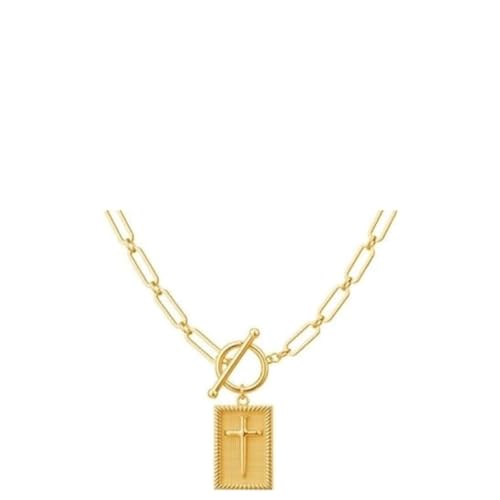 Cross Pendant Paperclip Chain Necklace, Stylish 14k Gold Cross Necklace – Waterproof, Fade-Proof Sweat-Resistant