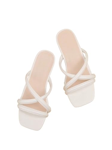 GORGLITTER Girl's Criss Cross Open Toe Flat Slides Low Block Heel Dress Sandals