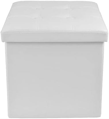 PUFF POUF CONTENITORE QUADRATO ECOPELLE PANCA BAULE 38X38CM TRAPUNTATO BOTTONI (TORTORA, CON BOTTONI) (grigio)