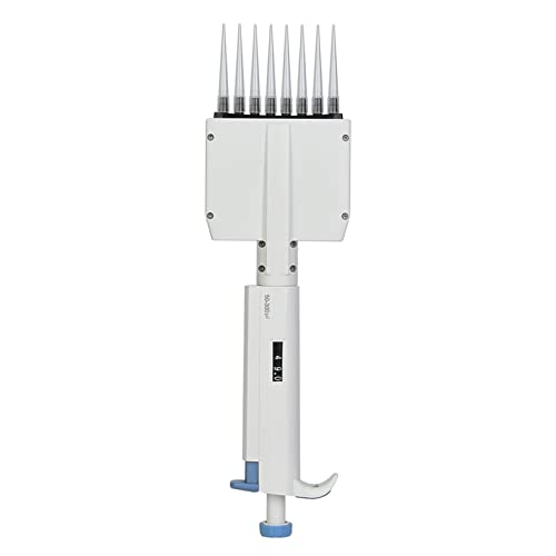 Fafeicy Pipeta Mecánica Ajustable, Pipeta Manual de 8 Canales, Diseño de Baja Presión del émbolo, Pantalla de Dígitos para un Ajuste Preciso del Volumen, Ergonómica con Control Manual Total,