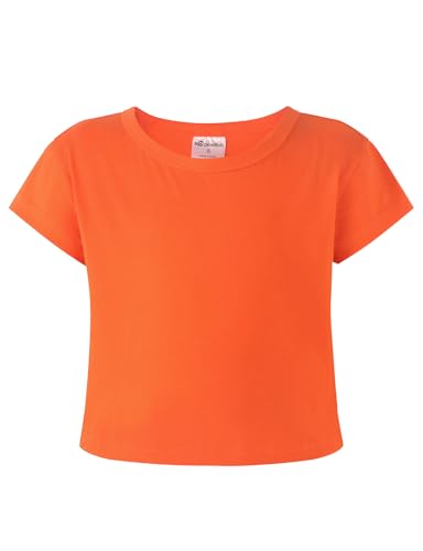 Image of Noomelfish Girls Short Sleeve Crop Tops Kids Summer Dance Cropped T-Shirts (5-14 Years)