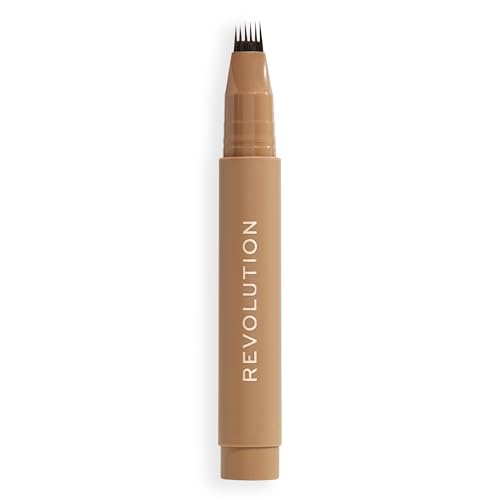 Revolution Instant Brow Hair Pen, Precision Applicator for Hair-Like Strokes, Long-Lasting Eyebrow Pen, Cool Brown, Vegan & Cruelty-Free, 0.06 fl oz
