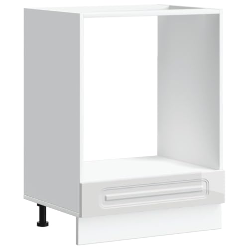 vidaXL Mueble de Horno Kalmar Alto Brillo Blanco Madera reconstituida, Unidad de Horno, gabinete de Horno de Cocina, Unidad Base de Horno
