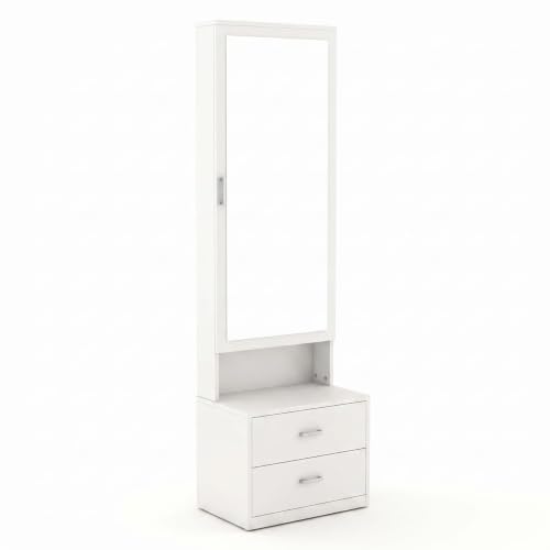 Image of DesignFit Engineered Wood Dressing Table with Drawer and Door Storage | Wooden Mirror Vanities Furniture for Bedroom Living Room and Home (White Finish)