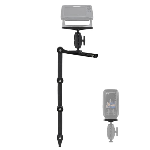 Image of HITORHIKE Kayak Fish Finder Mount with Transducer Arm Options Holds up to 9 inch Electronics Compatible with Garmin Lowrance Humminbird(Track Mount Base Pro Max Set with Arms and A Track)
