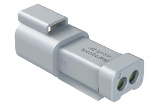Amphenol, AT04-2P-MM01, 2-Way Receptacle Male Connector with Reduced Diameter Seal (E-Seal) and End Cap Grey (50 Items)