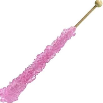 Classic Rock Candy Sticks, Sugar Rock Crystal Lollipops, Individually Wrapped (Pack of 18, Pink Cherry)