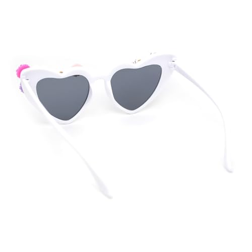 Girls Child Size Flower Girl Beads Cat Eye Heart Shape Plastic Sunglasses4