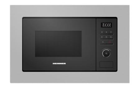 HMW-MD20BISS Einbau-Mikrowelle, 20 L, 800 W Mikrowelle + 1000 W Grill, 8 Automatikprogramme, LED-Display, Timer & Auftaufunktion, Inox Schwarz, 5 Jahre Garantie