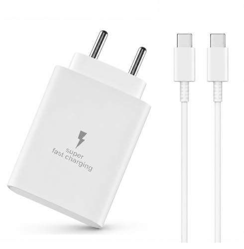 Image of (BIS-Certified) 25W Type-C Adapter with Cable Charger Compatible with Samsung Galaxy S25, S24, S23, S22, S21(Ultra /Fe), M35, M36, M16, M06, M05, M56, A55 5G, A35 5G, A15, F15, F14 (Z /S /A /M /F Series)