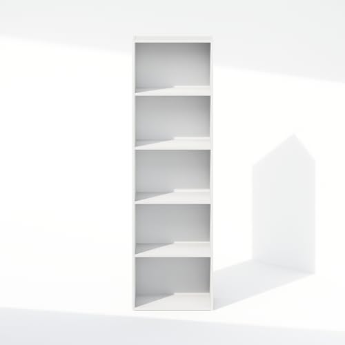 Image of Furinno Reed Closet Organizers and Storage, 5-Tier Closet Organizer, Open Shelf Closet Storage, for Wardrobe, Bedroom, Living Room, White