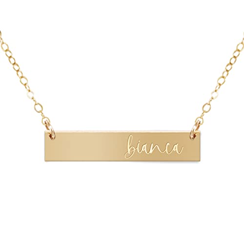 Zen & Zuri Personalized Name Gold Filled Bar Necklace, Customized, Gift for Her, Mother's Day, Valentine's Day, Bridesmaid Proposal Box