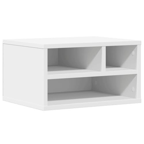 vidaXL Support d'imprimante blanc 40x32x22,5 cm bois d'ingénierie, table d'imprimante, table d'imprimante d'ordinateur, support d'imprimante avec rangement