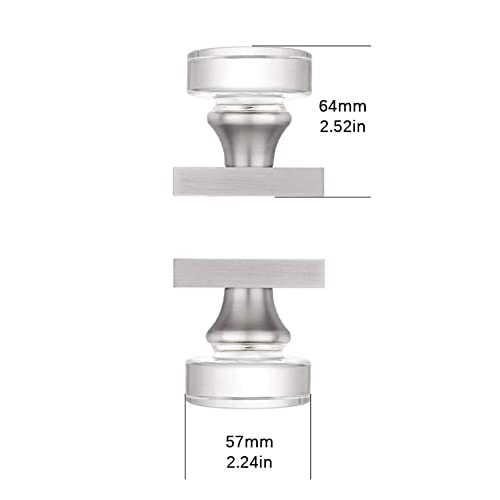 Coolnews 2 Pack Crystal Glass Dummy Door Knobs, Single Side Half-Dummy Door Knob Set, Satin Nickel #TOP1
