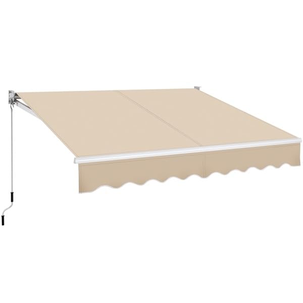 Yaheetech Tenda da Sole a Bracci Estensibili Avvolgibile Impermeabile da Esterno Balcone con Manovella Resistente ai Raggi UV Manuale per Porta e Finestra Angolazione Regolabile 250 x 200 cm Beige