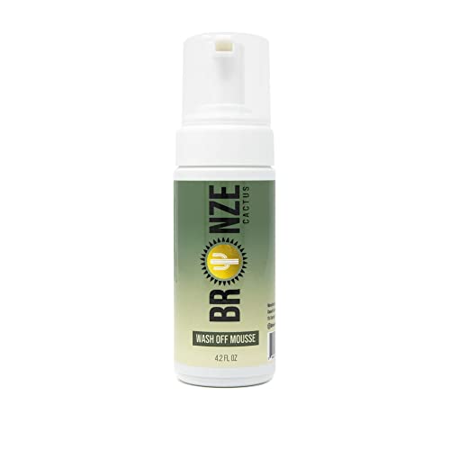 Bronze Cactus Wash Off Tan Mousse With Application Mitt, Fragrance: Coconut Scent, Dermatologically Tested Vegan-Friendly Fast Acting Mousse Formula, Paraben/Cruelty-Free, For all Skin Types, 4.2fl.oz