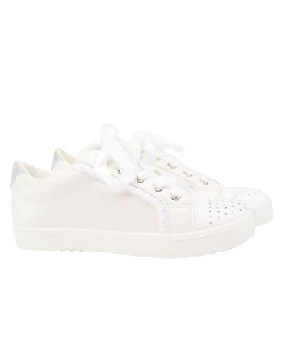 SIRRI Girls White Ruffle Sneakers with Rhinestones – Perfect Footwear for Daily Wear2